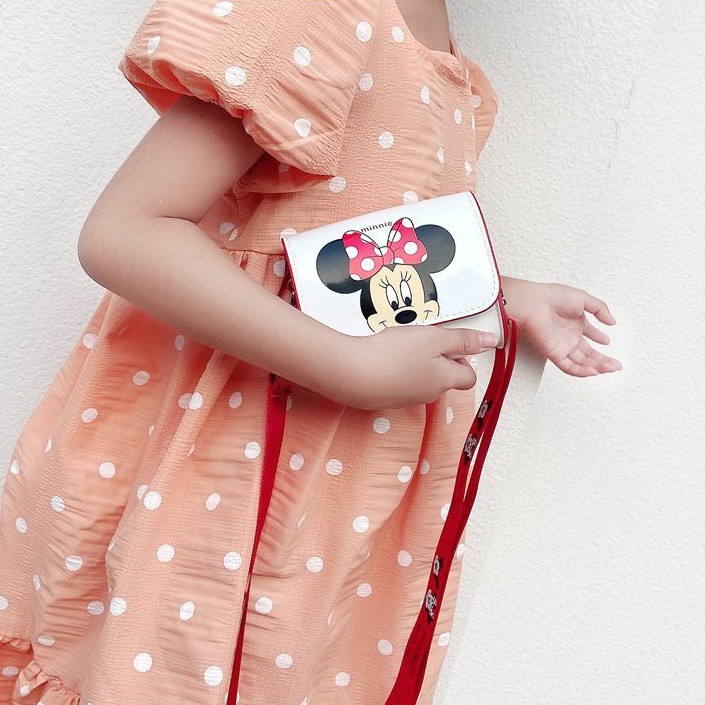 Túi hộp Mickey cho bé gái - Túi đeo bé gái có hình chuột Mini màu đen trắng MIN01