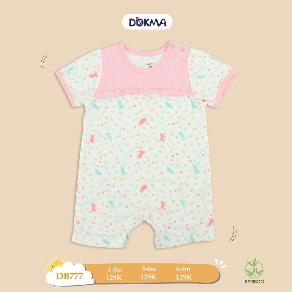 Bộ liền thân cho bé sơ sinh chất liệu sợi tre cao cấp hiệu Dokma size 1 - 9M  Tiệm Nhà Sóc