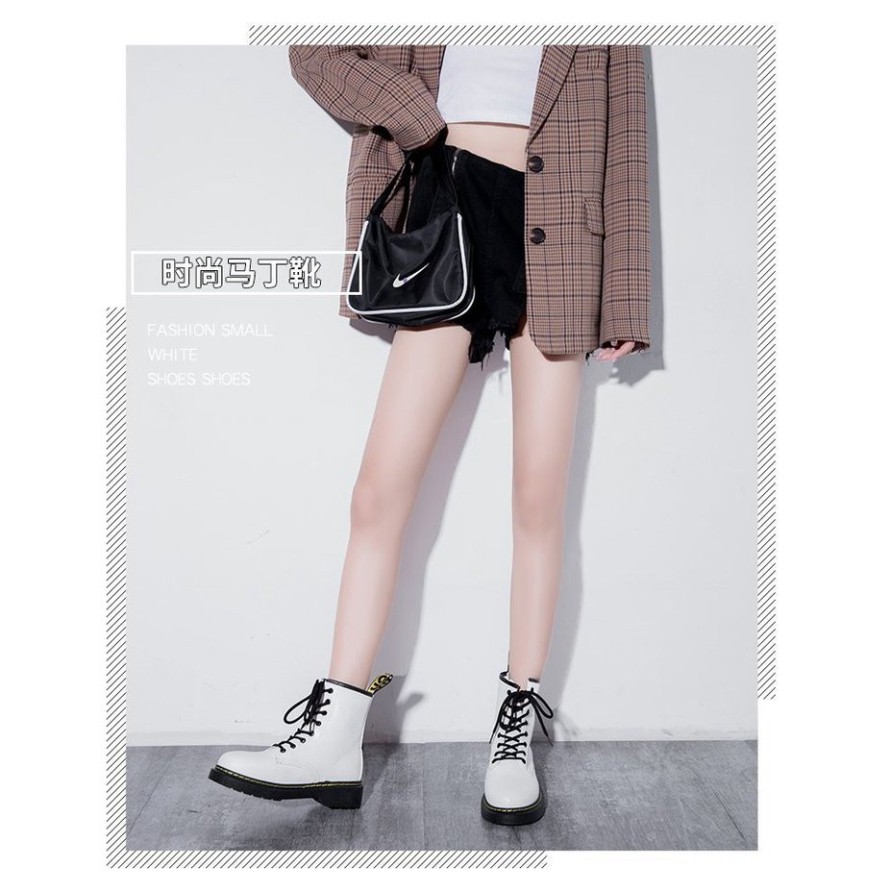 Giày bốt Martins SN01 phong cách ulzzang cao cổ 14cm đế dày cao buộc dây đen/trắng cá tính năng động trẻ trung