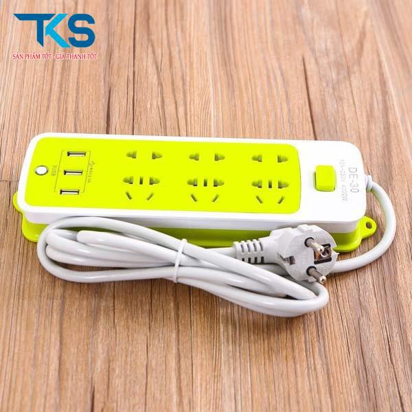 Ổ điện 16 lỗ chống giật cao cấp Xanh có cổng USB tiện dụng