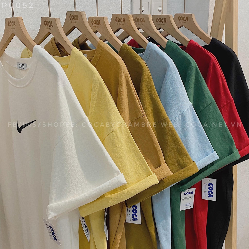 [P0052]☑️ Áo thun áo phông thêu logo form rộng unisex vải cotton mỏng mát (Có sẵn/ảnh thật)
