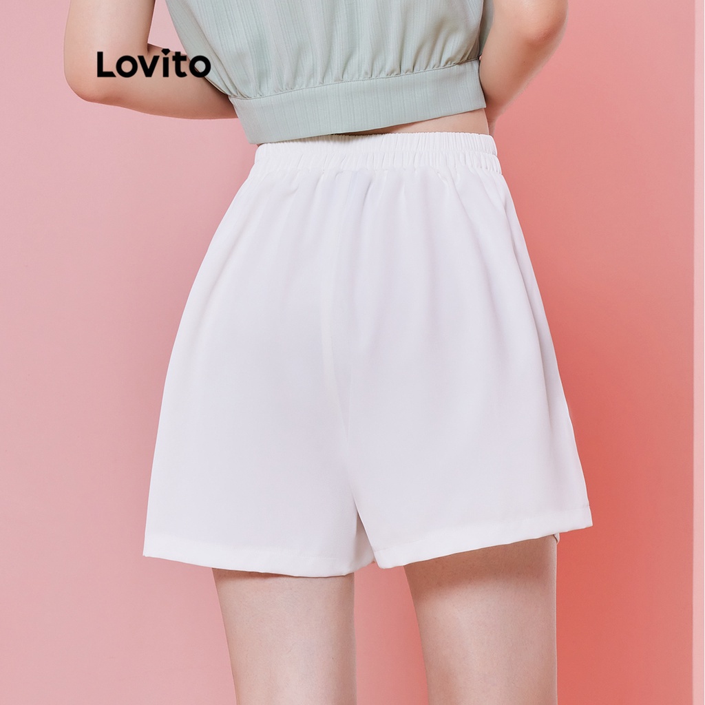 Quần short (Lovito Exclusive) DOPAMINE GIRLS Túi trơn Preppy L28AEO41 (Trắng)