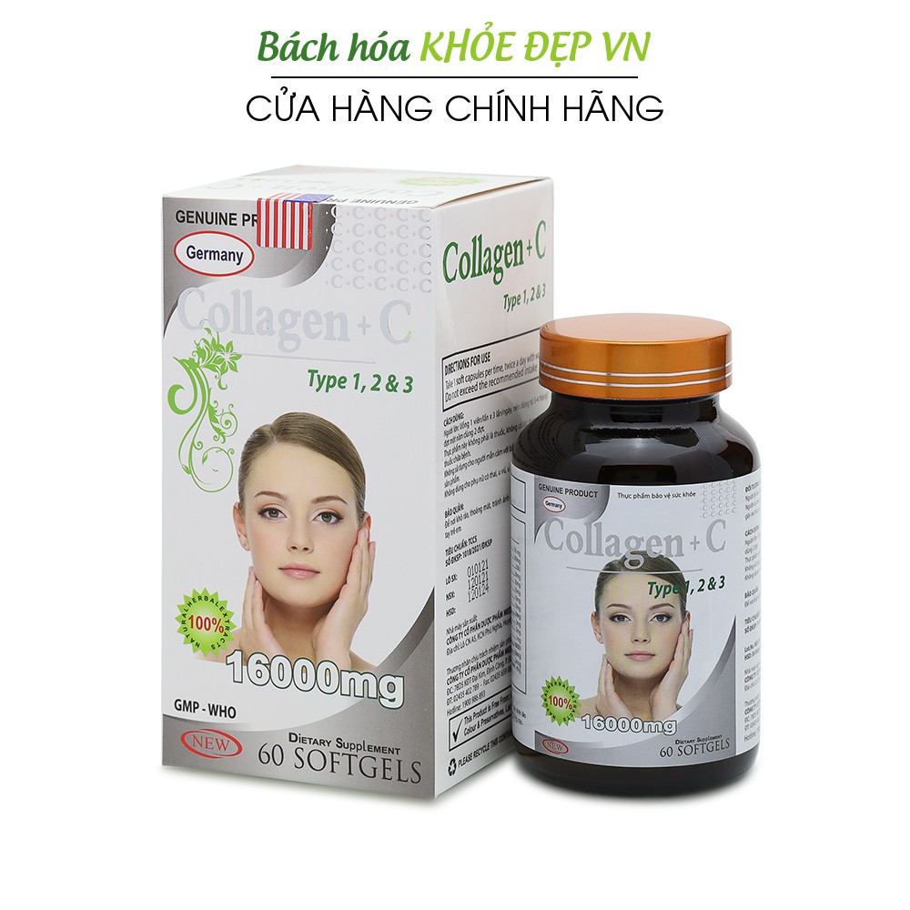 Viên uống đẹp da Collagen +C Type 123 giảm thâm nám tàn nhang - Hộp 60 viên