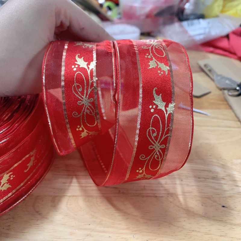 Ruy băng kiểu 4cm đỏ (ribbon) trang trí noel