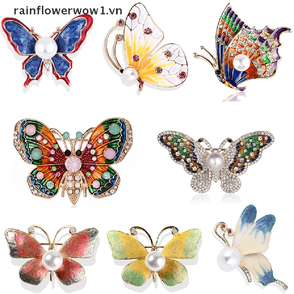 Ghim Cài Áo Hình Bướm Đính Pha Lê Dễ Thương