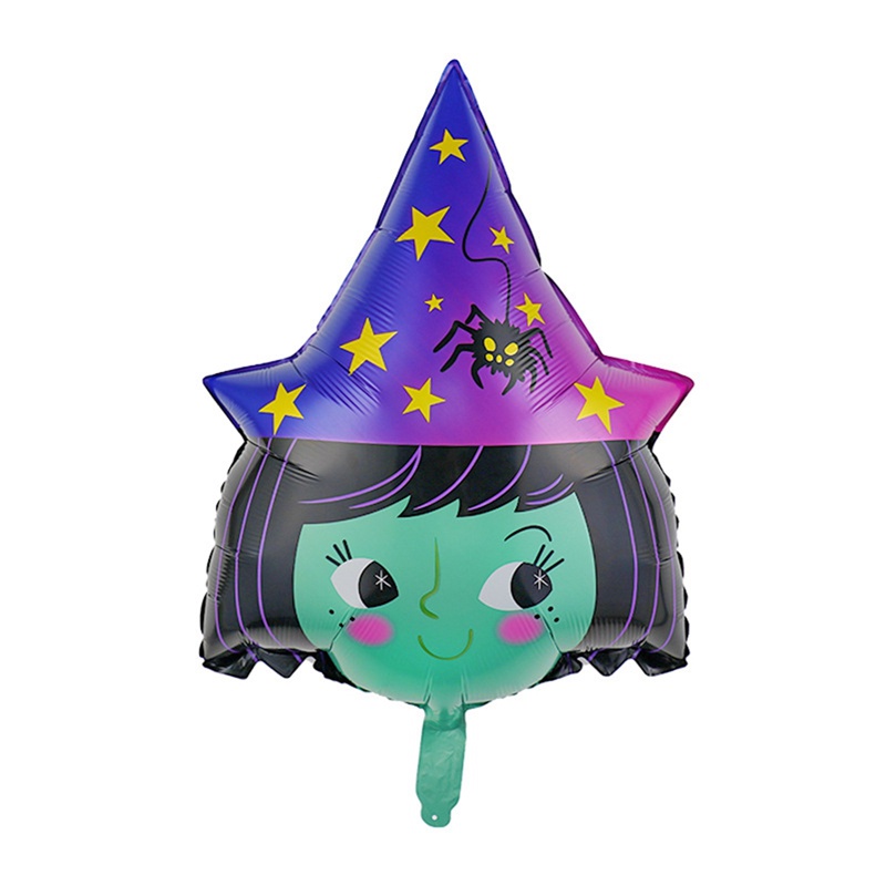 Bong Bóng Phim Nhôm Hình Đầu Lâu Phù Thủy Ác Quỷ Hoạt Hình Trang Trí Halloween
