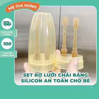 Set rơ lưỡi chải răng silicon an toàn cho bé
