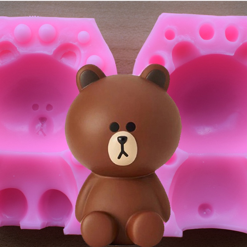 Khuôn Silicone Tạo Hình Làm Bánh Kẹo Hình Gấu/Thỏ/Gà 3D