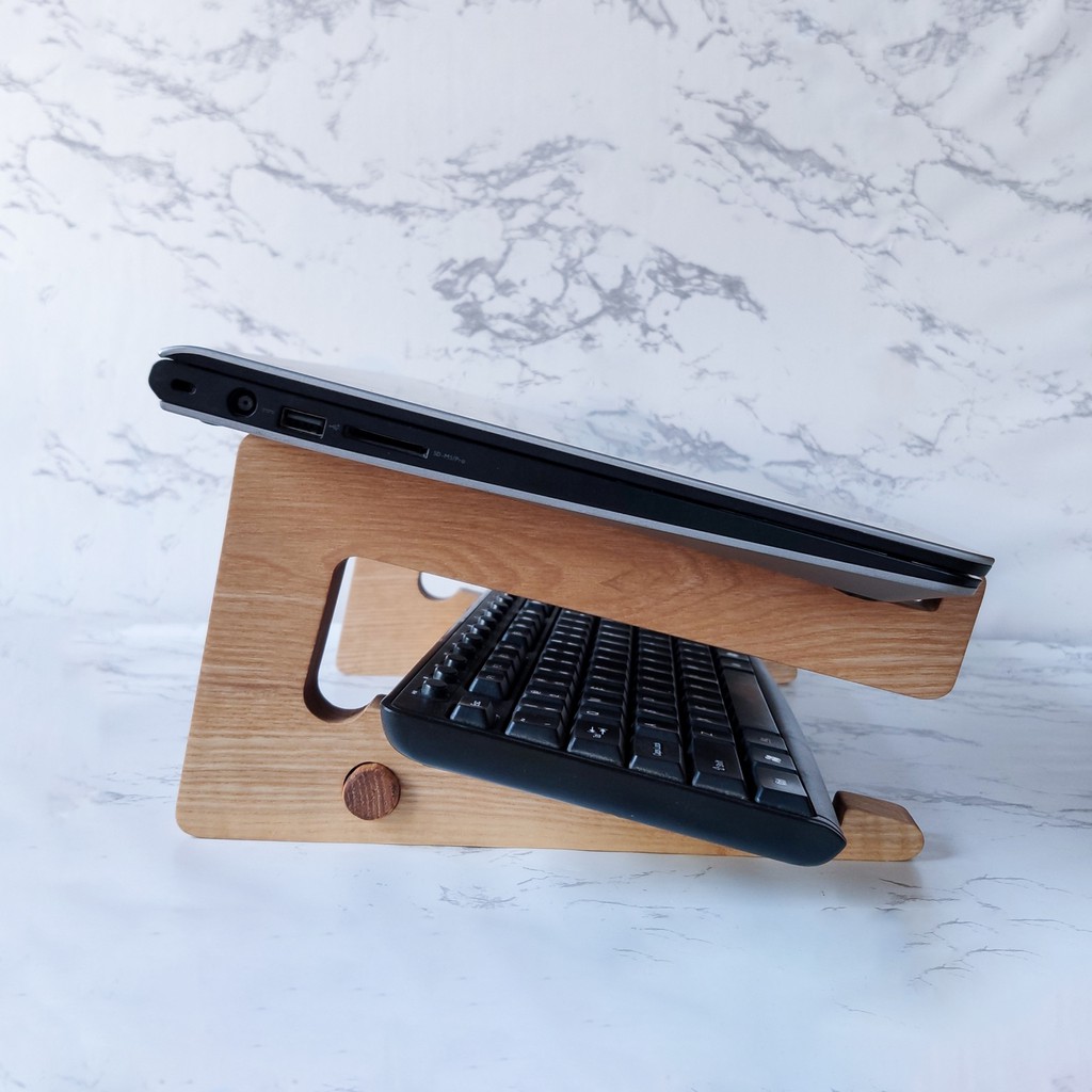 KỆ/GIÁ ĐỠ CHO LAPTOP/MACBOOK 2 TẦNG ĐA NĂNG TỪ GỖ DECOR TỰ NHIÊN (LOẠI CAO) | BigBuy360 - bigbuy360.vn