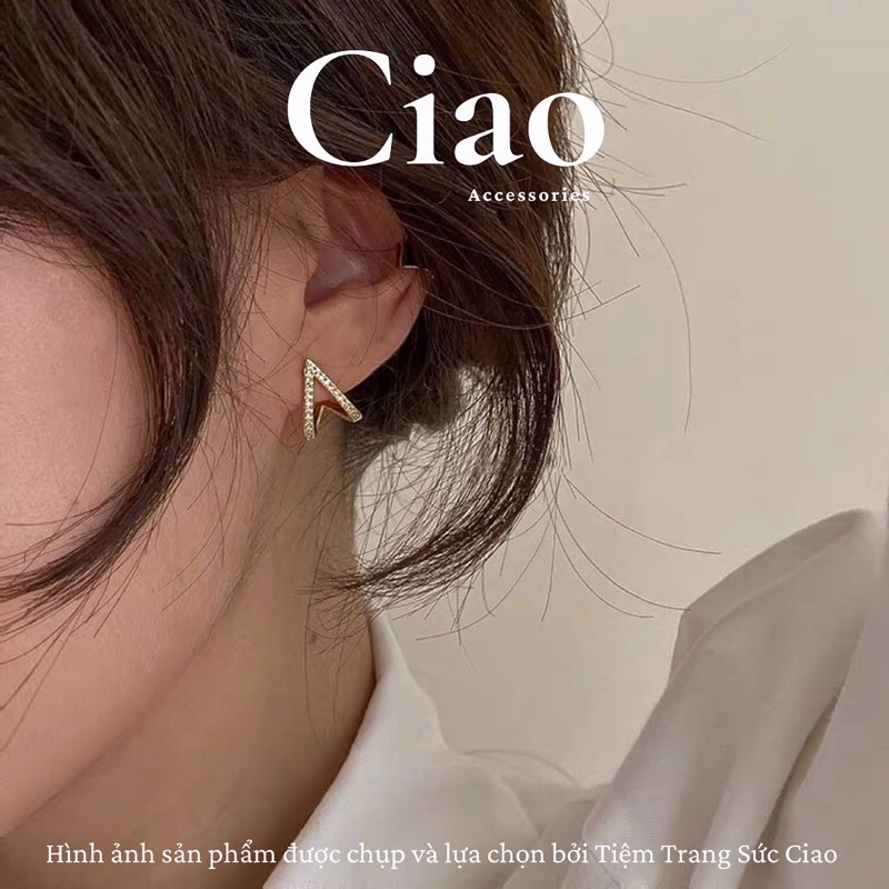 [HOẢ TỐC 1H] Khuyên tai/ Bông tai mạ bạc S925 thiết kế hình tim ngược Orla Ciao