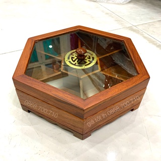Khay đựng mứt gỗ hương lục giác kính - Hộp đựng bánh kẹo ngày tết - khay gỗ