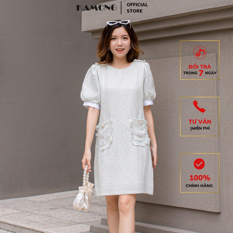 Đầm suông 2 túi tua KAMONG D117