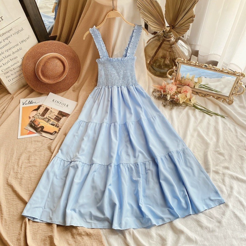 Đầm maxi❤️Hình thật kèm clip❤️Đầm maxi xanh