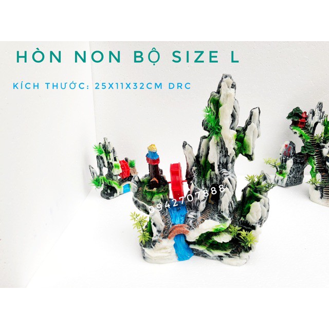 Mô hình cối xay gió núi đá trang trí bể cá_Trang trí bể cá cảnh, hồ cá
