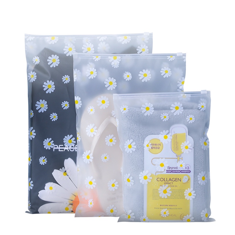 T-shirt Towel Clothes Storage Bag Small Daisy Waterproof Plastic Zipper Bag Transparent Cosmetic Bag Travel Toiletries Clothing Thickened Storage Bags