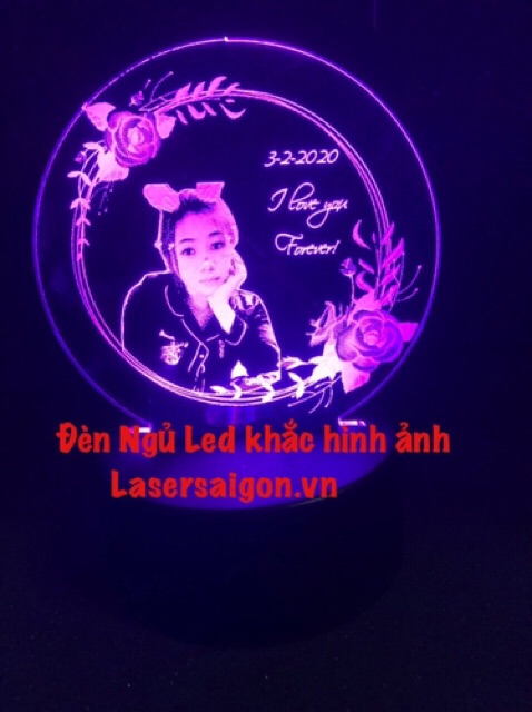 Đèn Led 3d Khắc Hình Ảnh Nội Dung Theo Yêu Cầu - 7-16 màu tự động