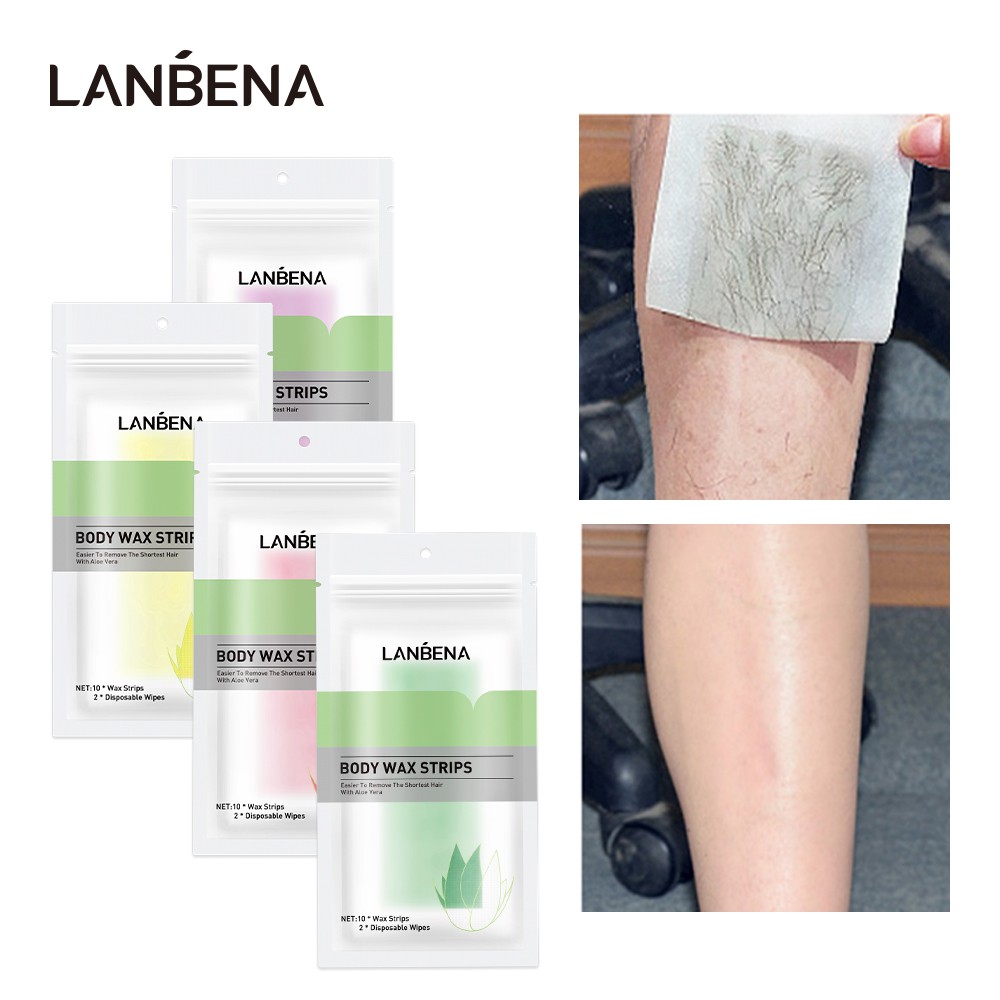 Set 10 giấy sáp tẩy lông LANBENA hai mặt tự nhiên 5x10cm tiện lợi