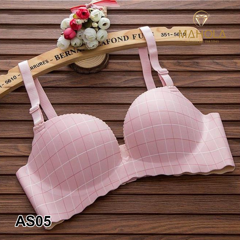 Áo Lót Mút Mỏng Su Không Gọng Kẻ Caro_Mahola_ AS05