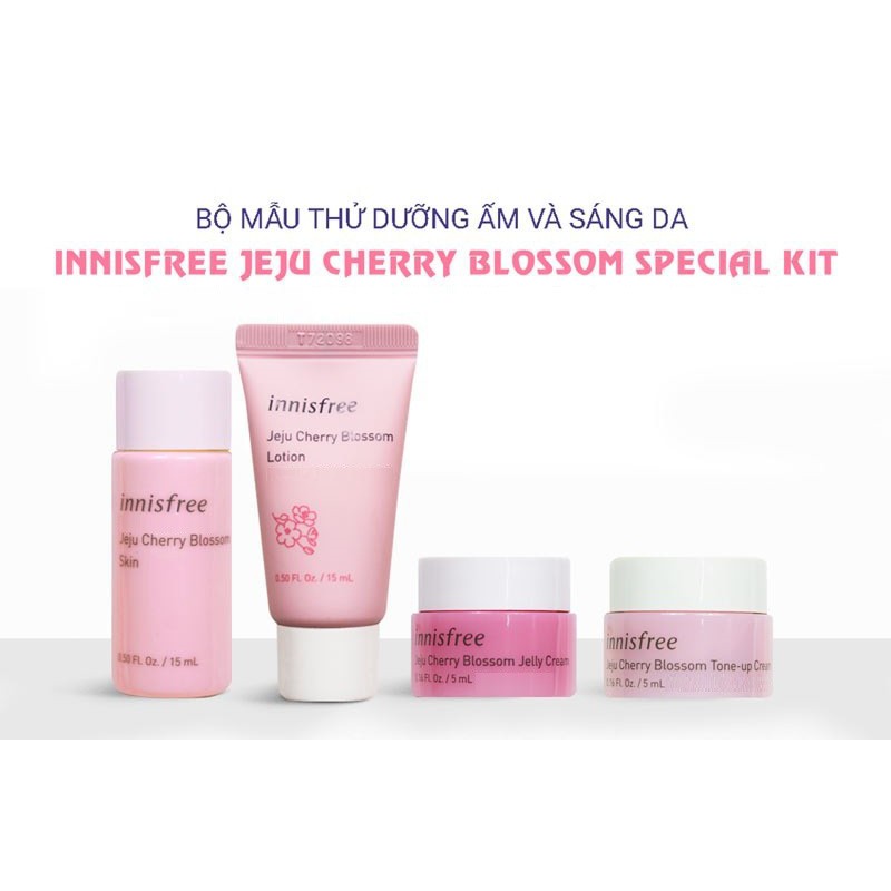 Bộ Dưỡng Trắng Da - chiết xuất Từ Hoa Anh Đào Innisfree Jeju Cherry Blossom Kit mini màu hồng