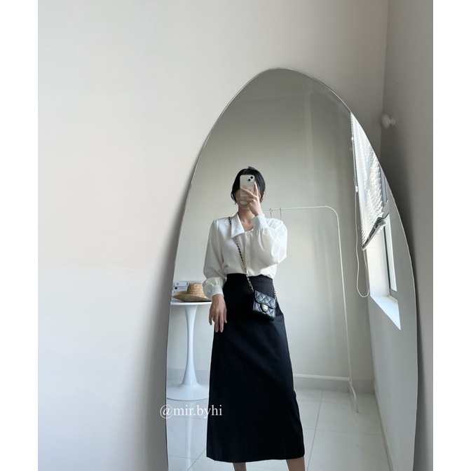 𝐦𝐢𝐫.𝐛𝐲𝐡𝐢: BEILA SKIRT - Chân váy midi linen xẻ sau hách dáng