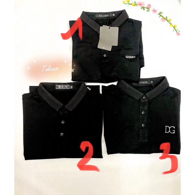 3 mẫu áo có cổ màu đen chất thun xịn xò thêu logo đơn giản