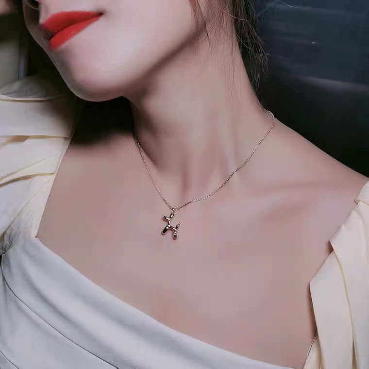 Dây Chuyền Mạ Vàng Hồng / Vàng Hồng 18K Mặt Hình Cún Con Dễ Thương Phong Cách Mori Hàn Quốc