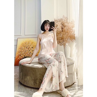 BỘ LỤA 2 DÂY QUẦN DÀI HỒNG CAO CẤP