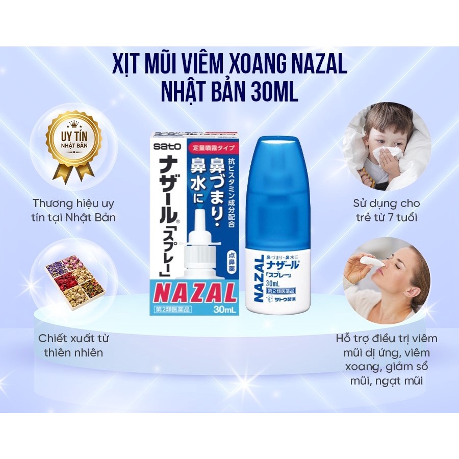 Lọ xịt mũi Nazal Nhật Bản 30ml - Xịt Ngạt Mũi, Sổ Mũi, Xoang