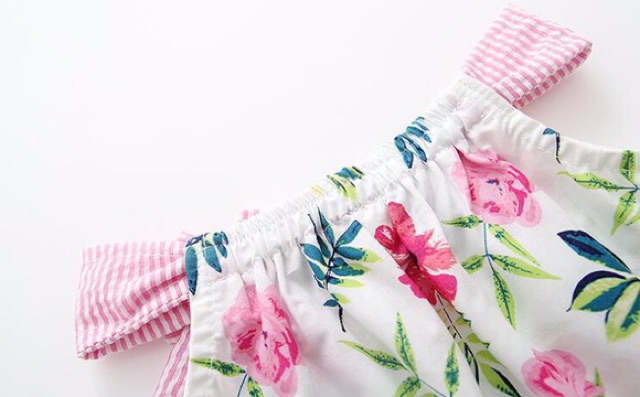 Set áo dây hoa và quần chip bé gái vải kate không nhăn size 6kg đến 11kg