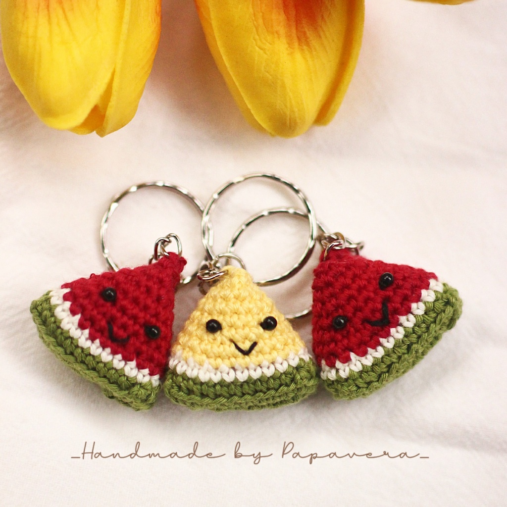 Móc khóa treo Dưa hấu Thủ công dễ thương - Mini Watermelon Slice Keychain - MK21