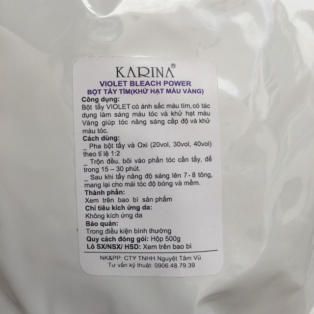 BỘT TẨY TÍM KARINA VIOLET BLEACHING POWER  500g