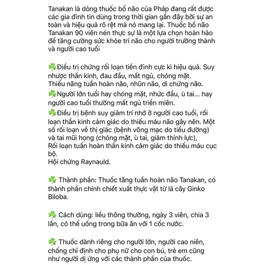 Viên Tanakan 90 viên Pháp