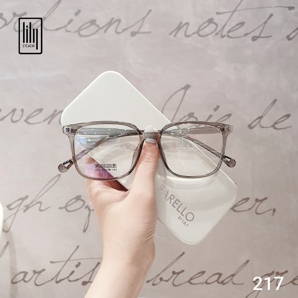Gọng kính mắt nam nữ LILYEYEWEAR nhựa dẻo mắt vuông to đeo đi đường chống bụi màu sắc thời trang 217