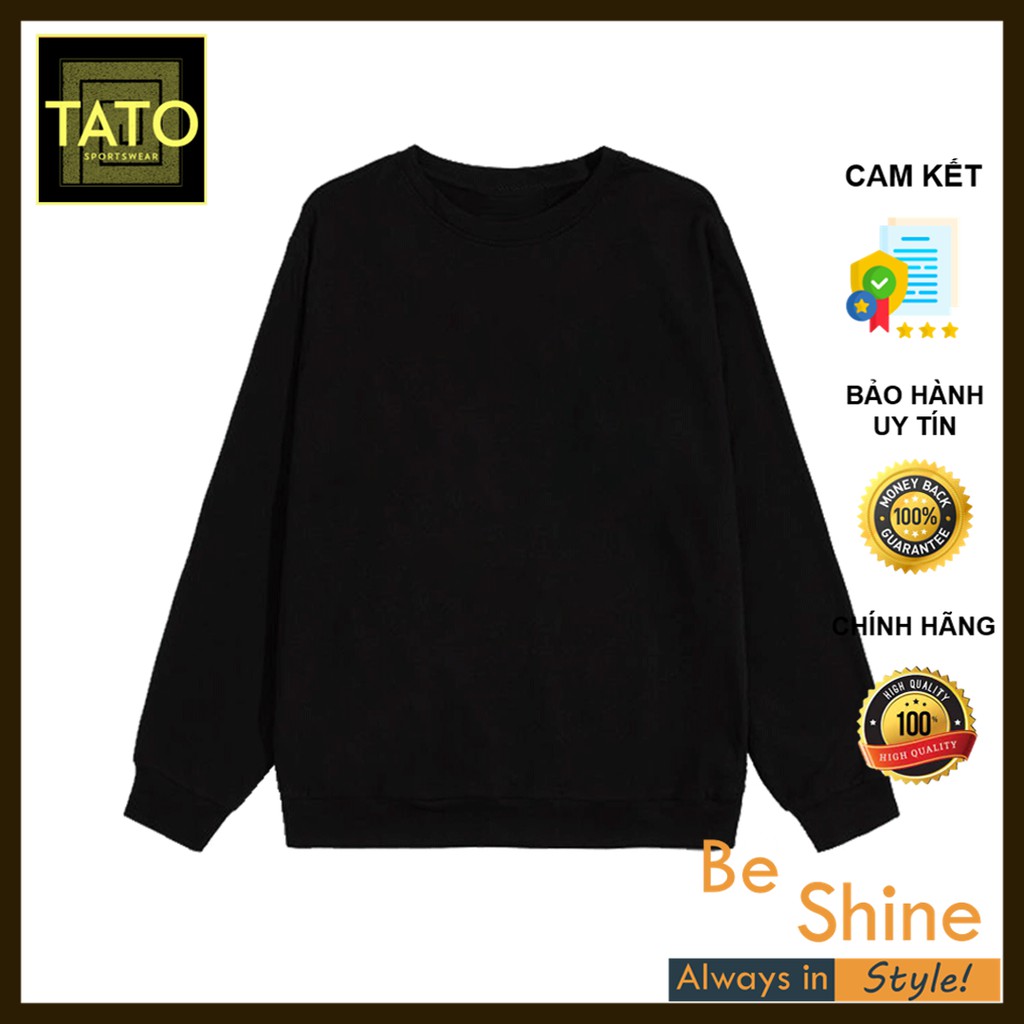 Sweater Unisex Form Rộng - Áo Nỉ Trơn Dài Tay Thời Trang Nam Nữ Phong Cách Hàn Quốc
