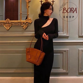 - váy len dáng dài khoét vai nữ xuất xịn hàn quốc bora shop cao cấp