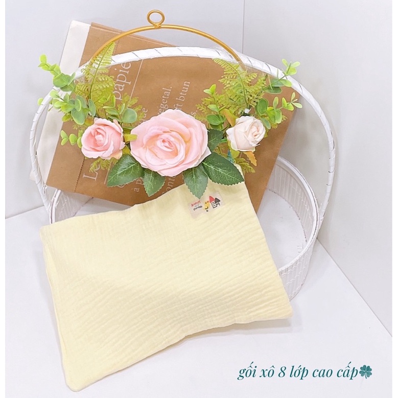 Gối chặn cho bé sơ sinh, chặn bông kèm gối xô Muslin 8 lớp chống giật mình hàng cao cấp loại 1