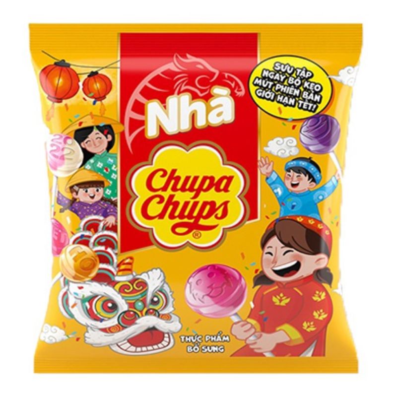 Bịch 60 que Kẹo mút Chupa Chups mix đủ vị hương trái cây gói 60 que