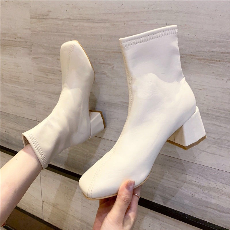 [GIÁ SỐC] Boots da trơn cổ lửng đế vuông 5cm giá cực yêu G089( hàng không khóa kéo) | WebRaoVat - webraovat.net.vn