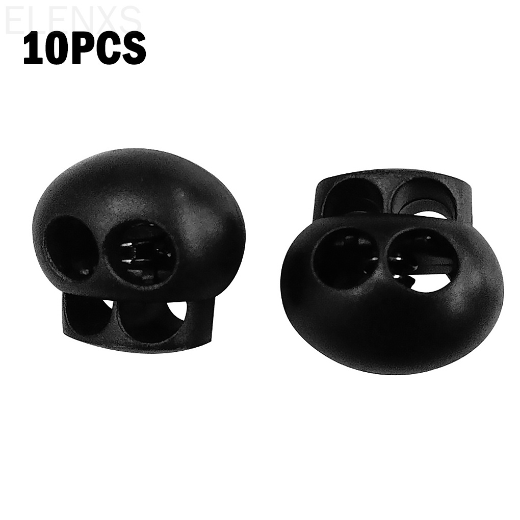 Set 10 nút khóa buộc dây làm từ nhựa thiết kế lỗ kép làm thủ công may quần áo ELEN