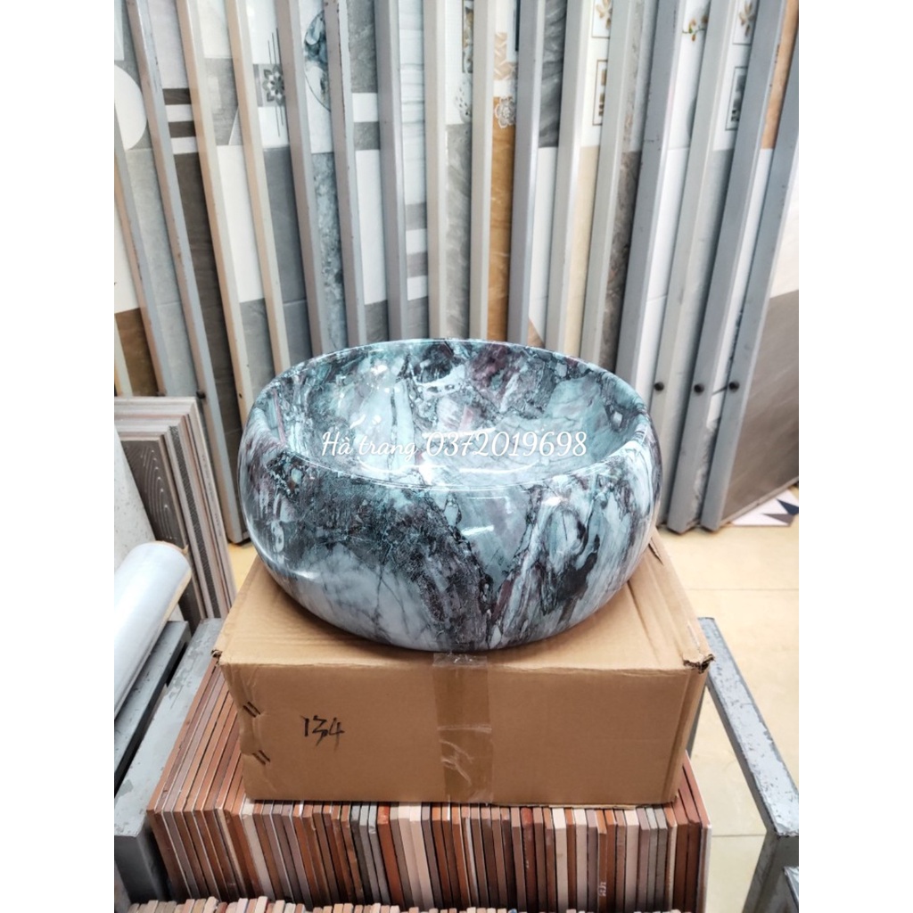 CHẬU LAVABO ĐẶT BÀN ĐÁ HÌNH TRÒN VÂN ĐÁ