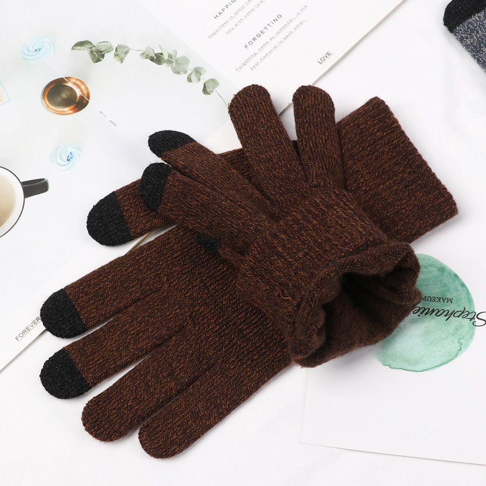1 Đôi Găng Tay Vải Lông Dày Dặn Có Thể Chạm Màn Hình Cảm Ứng Thời Trang Unisex