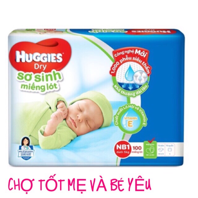 MIẾNG LÓT SƠ SINH HUGGIES NB1-100 MIẾNG