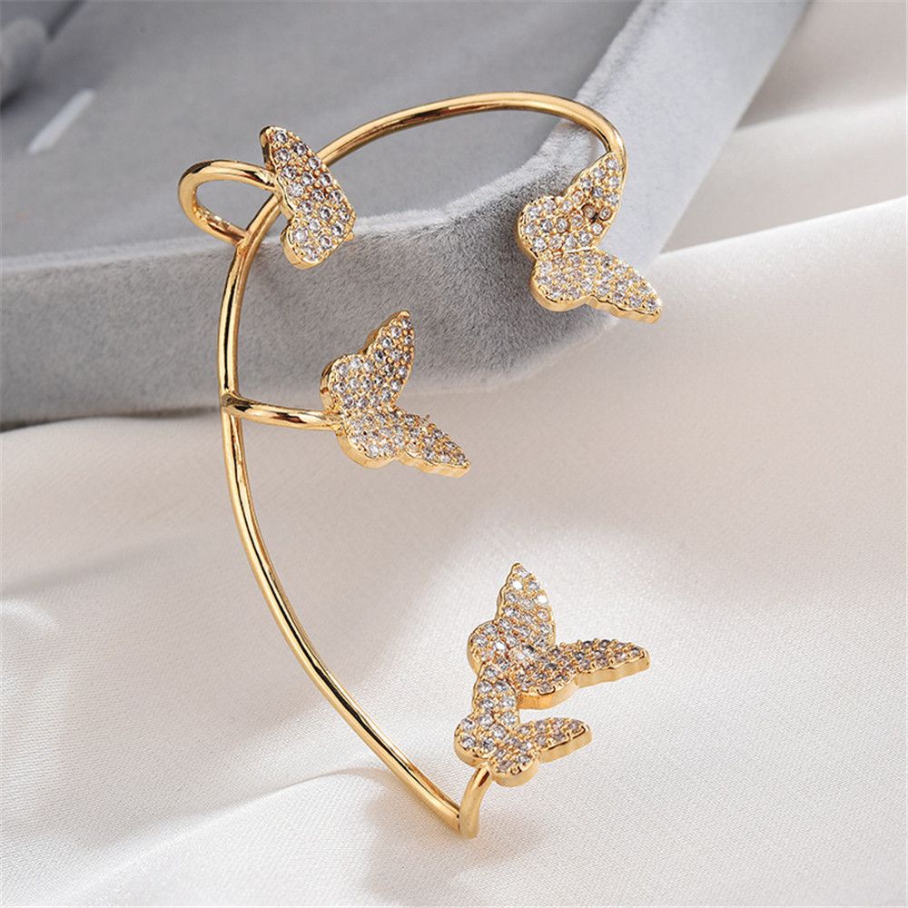 Khuyên Vành Tai Hình Bướm Đính Đá Zircon Thời Trang Phong Cách Hàn Quốc Dành Cho Nữ