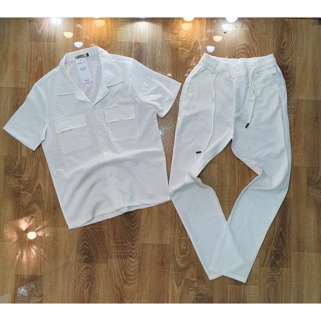 Bộ Đũi Cao Cấp, Set Bộ Áo Đũi Cổ Bẻ Tay Ngắn và Quần Đũi Dài Mềm Nhẹ Thoáng Mát - Đũi 02 - Xuongmaytrungkien | BigBuy360 - bigbuy360.vn