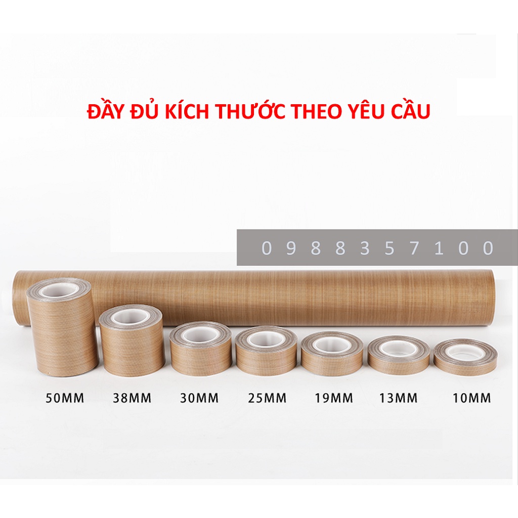 Băng keo vải thủy tinh chịu nhiệt độ cao 300 độ C, băng keo máy hàn chân không, TEFLON tape