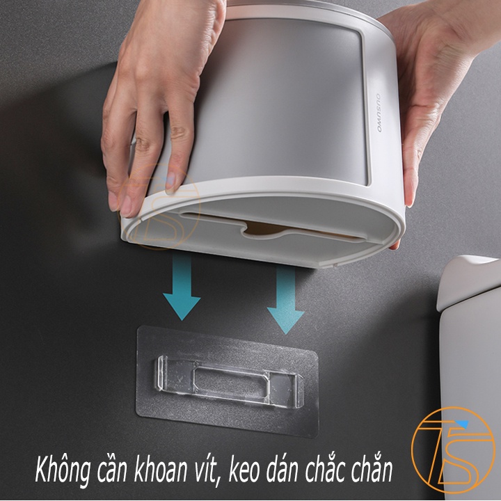 Hộp Đựng Giấy Vệ Sinh Dán Tường Hình Cầu Có Nắp Kéo - Kệ Để Đồ Phòng Tắm Có Chống Nước 16.8x13.8cm