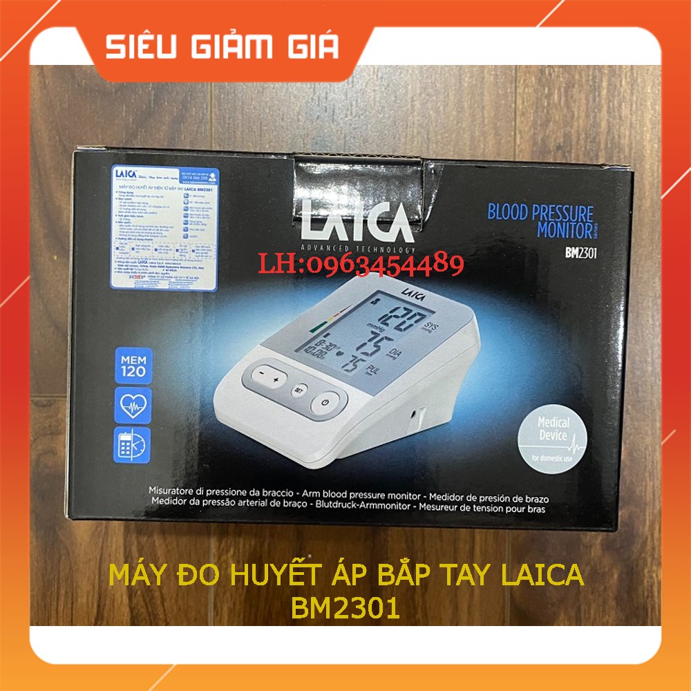 [CHÍNH HÃNG BH 2 NĂM] Máy đo huyết áp bắp tay Laica BM2301 - Kèm chuyển nguồn - Bộ nhớ lưu 120 kết quả