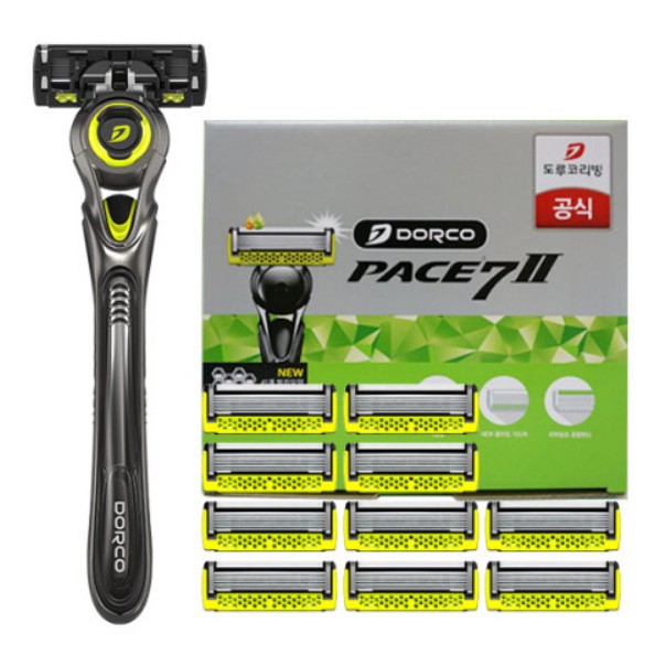 Dao cạo râu Dorco Pace 7 II hệ thống 7 lưỡi 1 tay cầm + 10 hộp đựng tổng 11