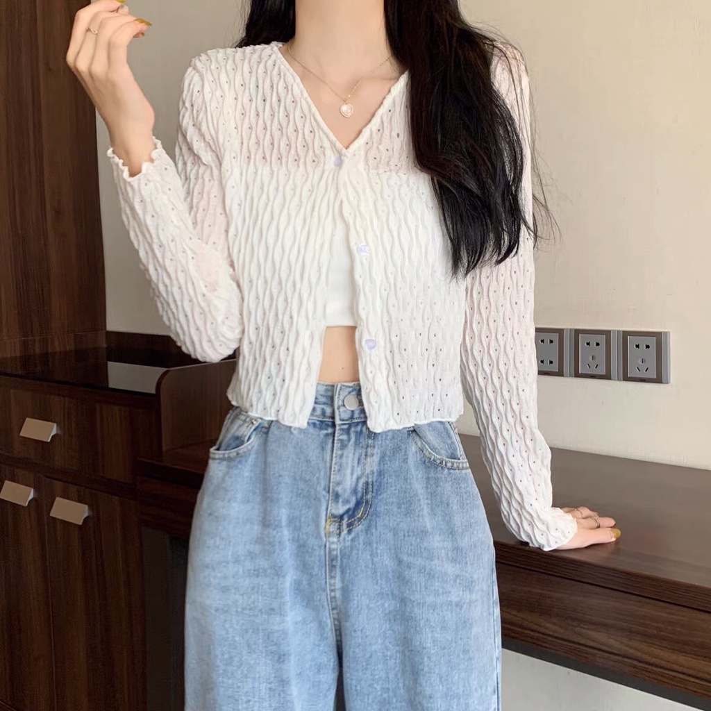 Áo Cardigan Len Dệt Kim Mỏng Ht01 Thích Hợp Cho Nữ | BigBuy360 - bigbuy360.vn