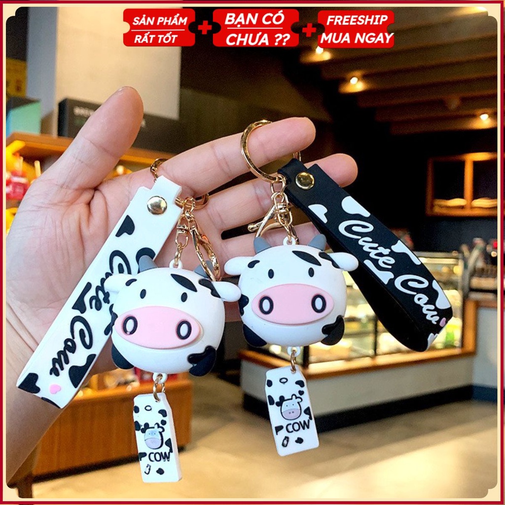 PVN34280 Móc Khóa Hình Chú Bò Sữa Dễ Thương T2